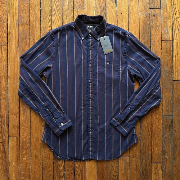 Todd Snyder Other - NWT Todd Snyder Stripe Buttonn Down Flannel Shirt Men Small‎ Navy Plum Preppy